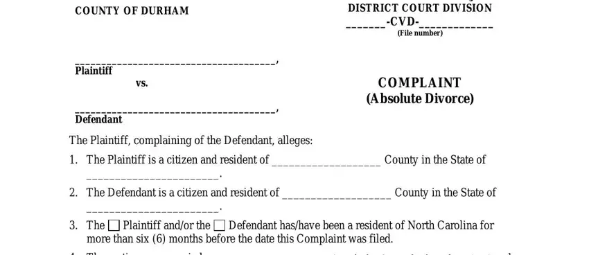 complaint divorce nc form fill out printable pdf forms online