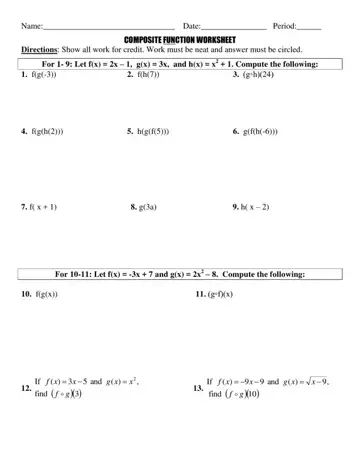 Composite Function Worksheet Form Preview