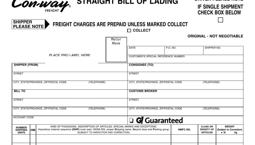 Con Way Bill Of Lading ≡ Fill Out Printable Pdf Forms Online 5789