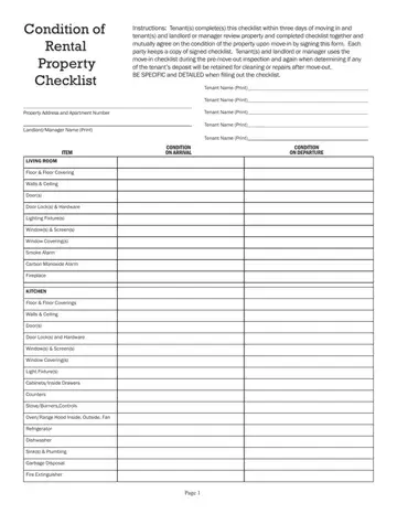 Condition of Property Checklist Form Preview