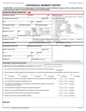 Confidential Morbidity Report Form Preview