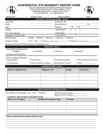 Confidential Std Morbidity Report Form Preview