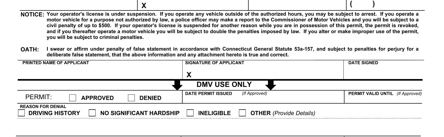 Completing application special permit step 3