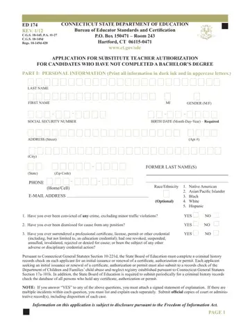 Connecticut Form Ed 174 Preview