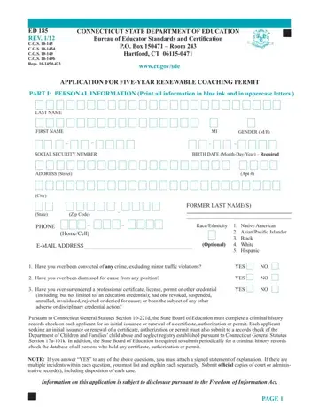 Connecticut Form Ed 185 Preview