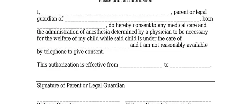 portion of gaps in consent form to treat a minor