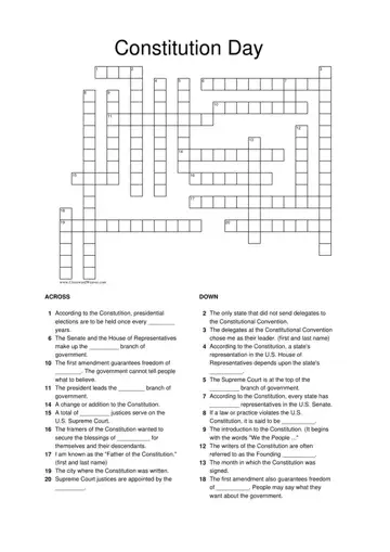 Constitution Crossword Puzzle Form Preview