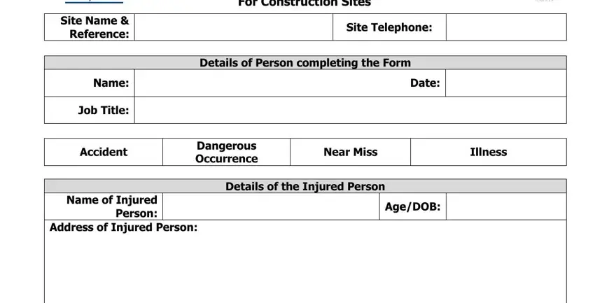 construction accident report form spaces to complete