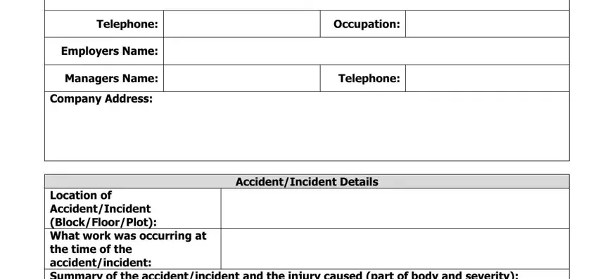 Entering details in construction accident report form part 2