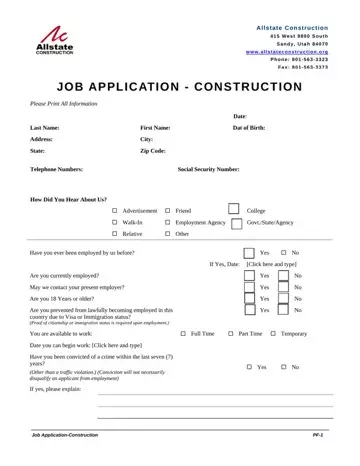 Construction Application Form Preview
