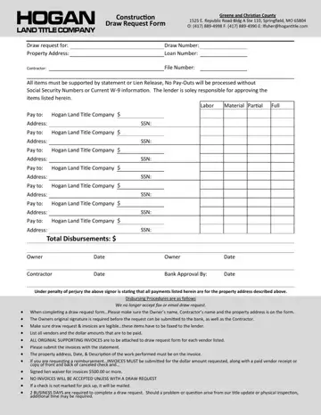 Construction Draw Request Form Preview