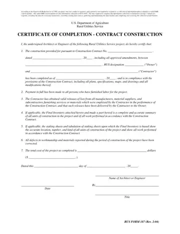 Construction Work Completion Certificate Form Preview