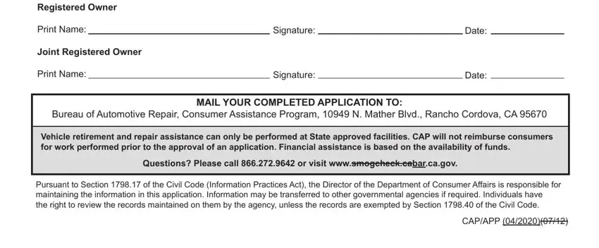 step 2 to entering details in consumer assistance program application vehicle retirement