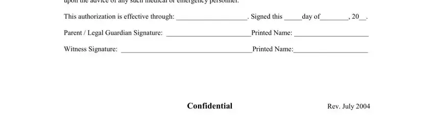 consumer closing disclosure It is understood that this, This authorization is effective, Parent  Legal Guardian Signature, Witness Signature Printed Name, and Confidential Rev July blanks to fill out