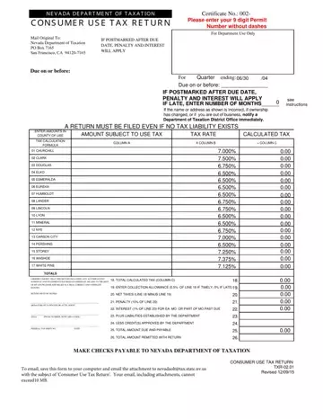 Consumer Use Tax Return Nevada Preview