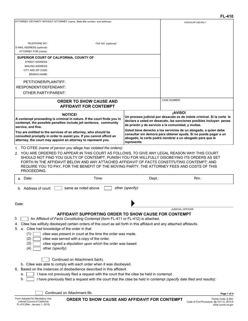 Contempt Fl 410 Form first page preview