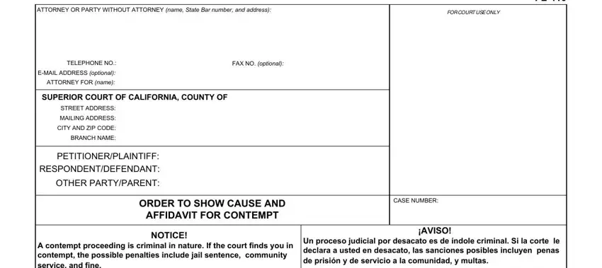 part 1 to filling in order affidavit