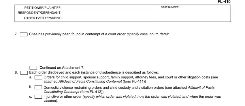 Filling in order affidavit step 4