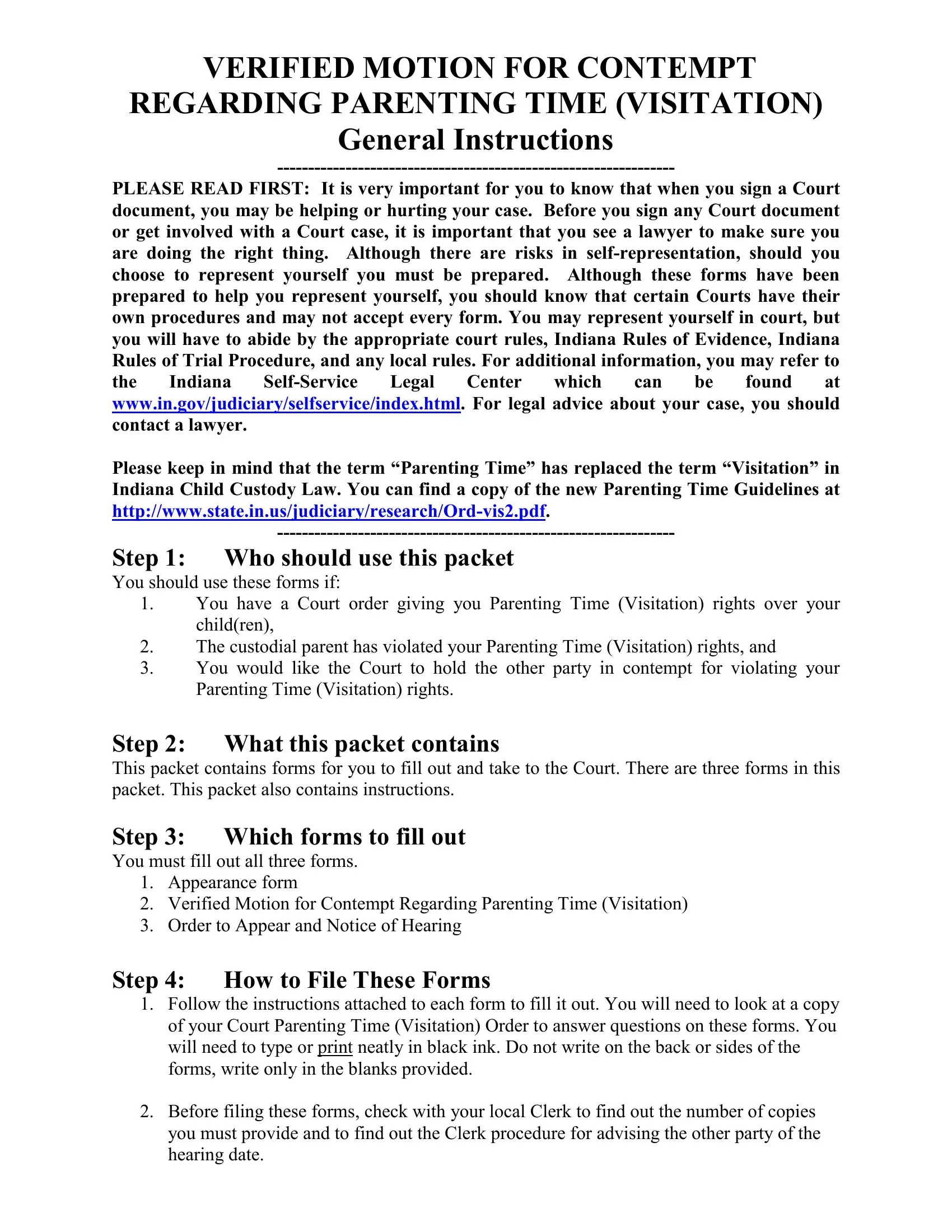 Contempt Of Court Form Indiana ≡ Fill Out Printable PDF Forms Online