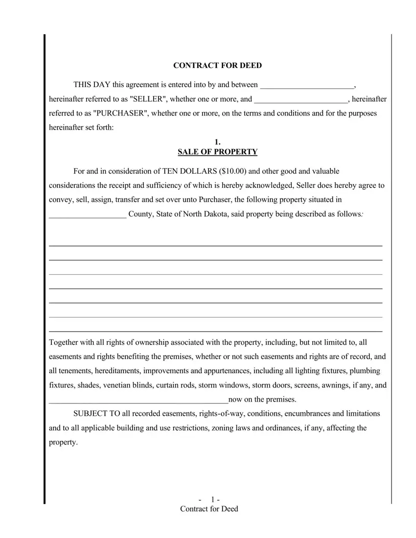 Contract For Deed Nd first page preview