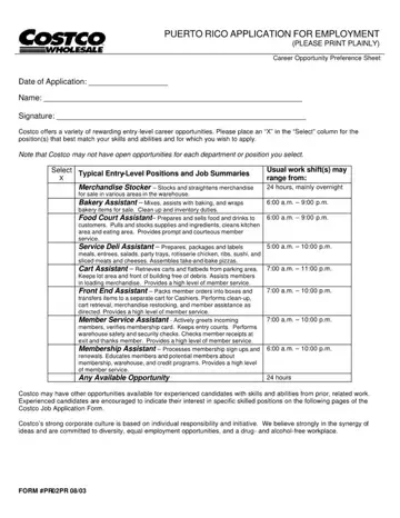 Costco Job Application Form Preview
