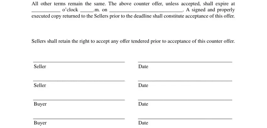 Completing purchase agreement counter offer form step 2