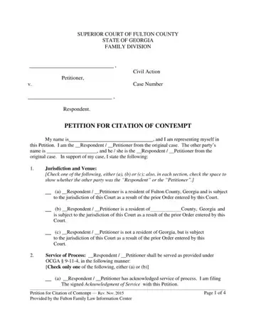 Court Contempt Fulton Petition For Citation Form Preview