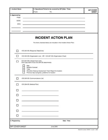 Cover Incident Action Plan Form Preview