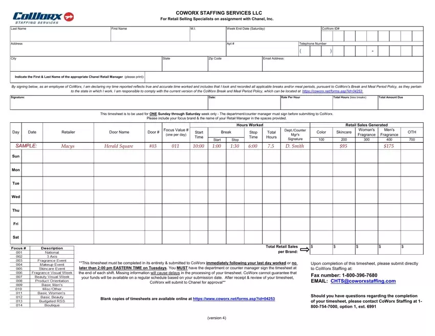 Coworx Staffing Timesheet first page preview