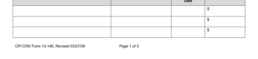 CPI Account Balance Date, CPI CRS Form  Revised, and Page  of fields to insert