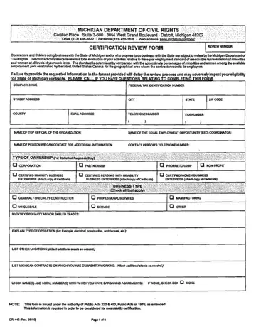 Cr 442 Certification Review Form Preview