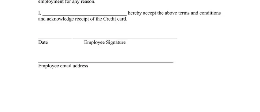 stage 2 to completing employee credit card form