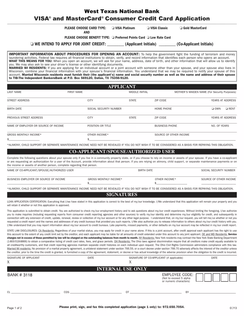 Credit Card Application Fill Out Printable PDF Forms Online