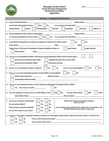 Creek Nation Application Form Preview