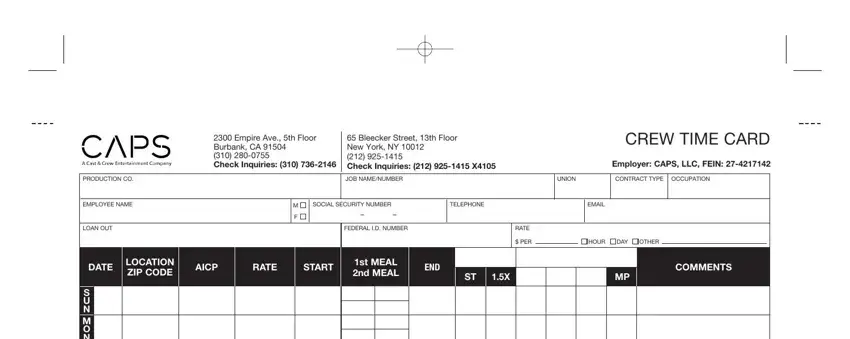 example of blanks in ep crew time card