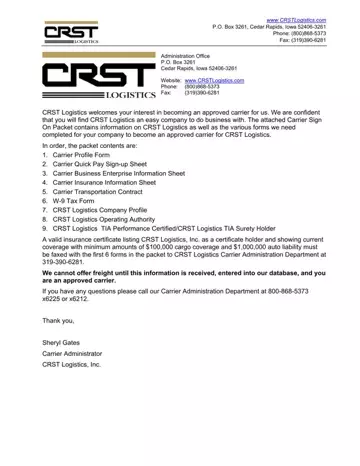 Crst Logistics Carrier Packet Preview