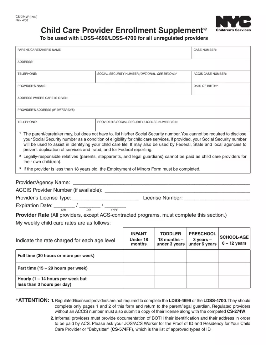 Cs 274W Form first page preview