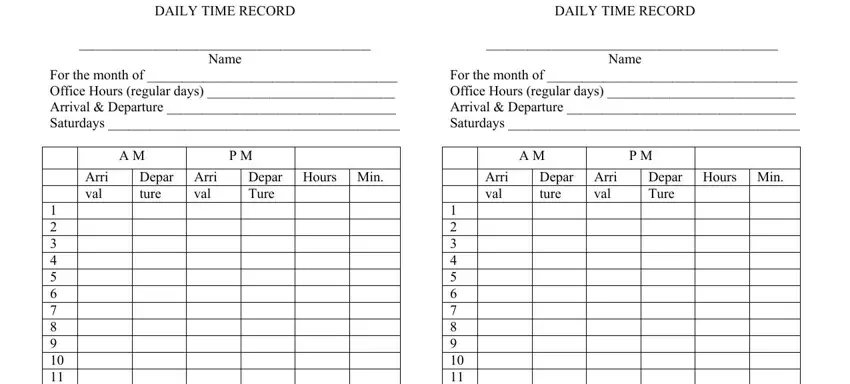 editable downloadable printable dtr form gaps to complete