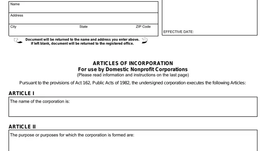michigan articles incorporation nonprofit fields to fill out