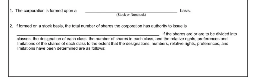michigan incorporation nonprofit corporations (Stock or Nonstock), basis, and classes blanks to fill