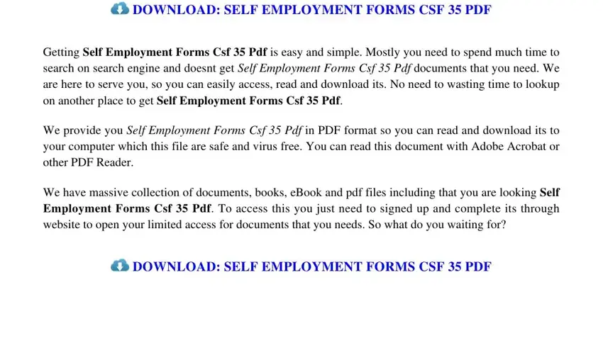 stage 2 to finishing csf 35 self employment form pdf