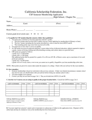 Csf Membership Application Form Preview