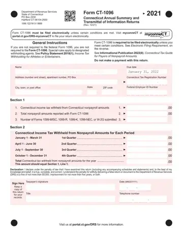 Ct 1096 Form Preview