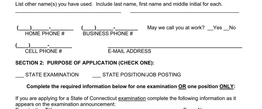 Filling out ct employment of state stage 2