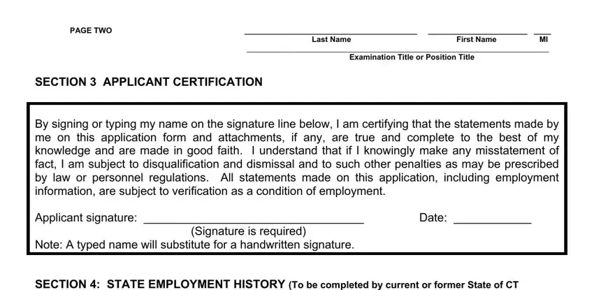 Filling in of ct employment state step 4