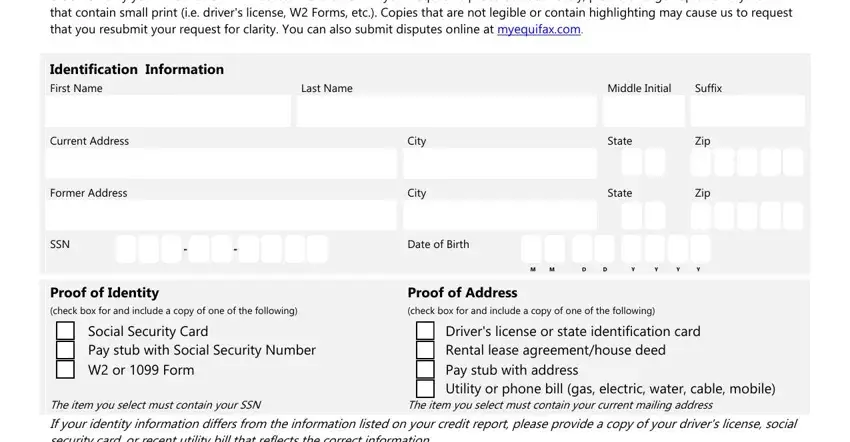 stage 1 to writing Equifax Dispute Request Form