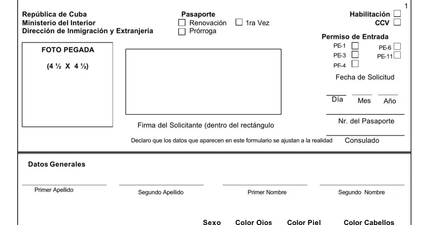 portion of empty spaces in pdf cuban passport form