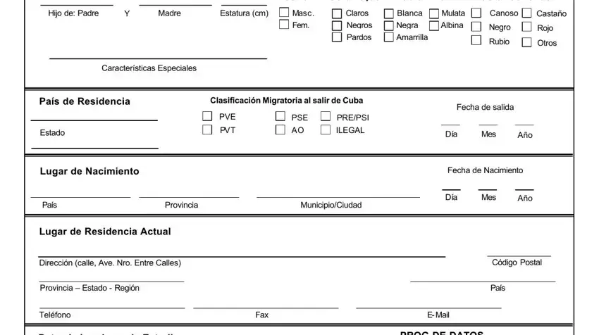 Filling in pdf cuban passport form part 2