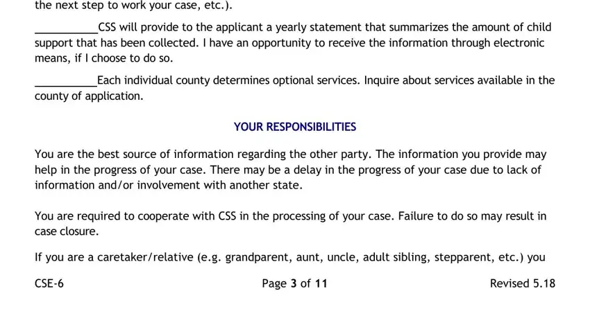 Filling in arkansas child support application stage 4