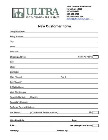 Customer Information Form Preview